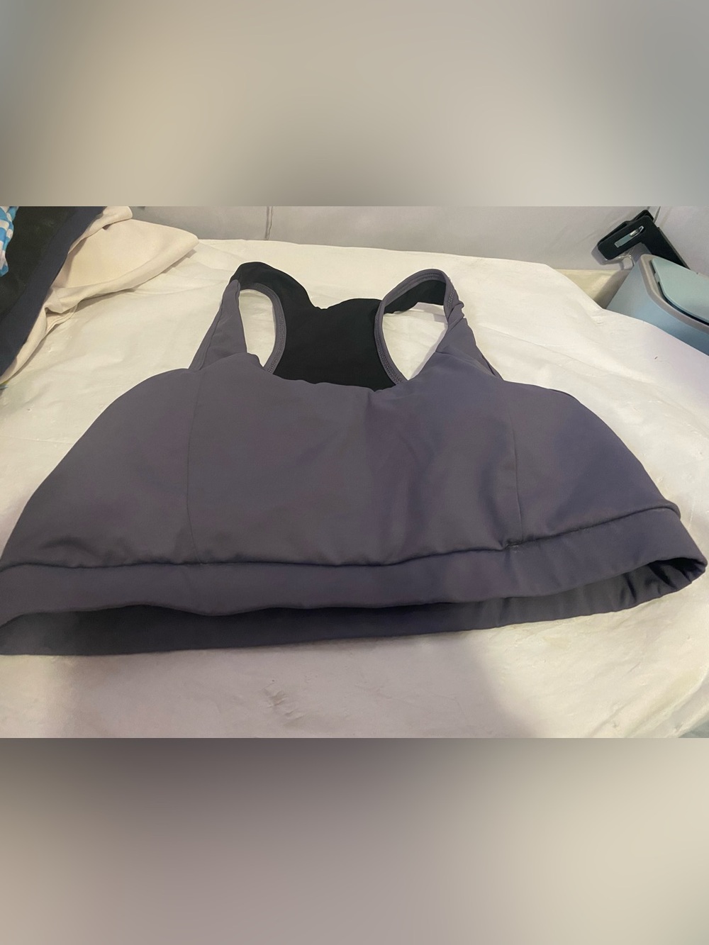 SHEIN Padded Racerback Sports Bra in Charcoal